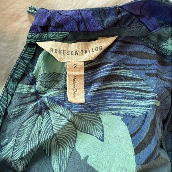 Rebecca Taylor Blue and Green 100% Silk  Floral Tank, Size 2 - Picture 7 of 7
